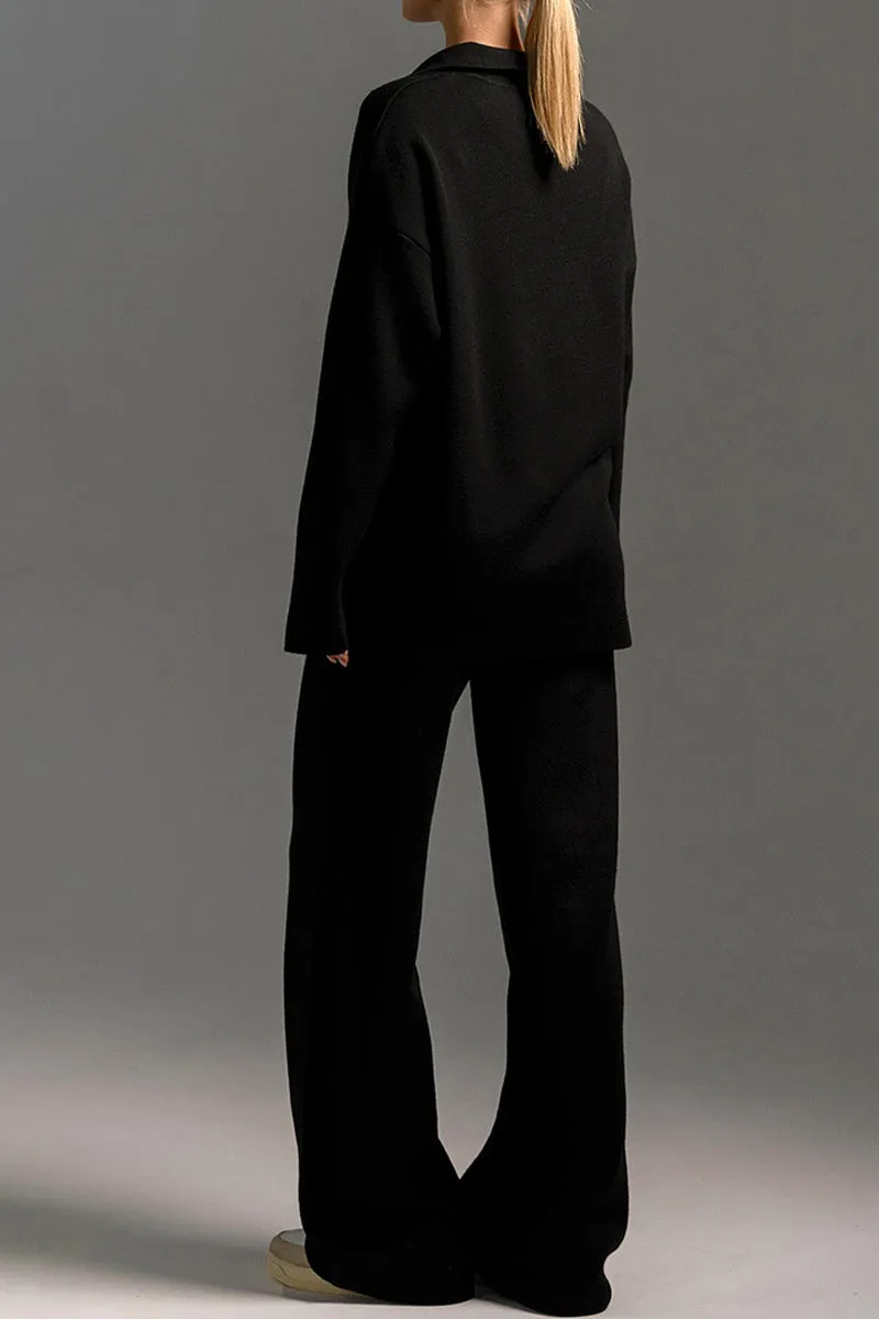 Addy™ - Polo Neck Sweater and Wide Leg Pants Set