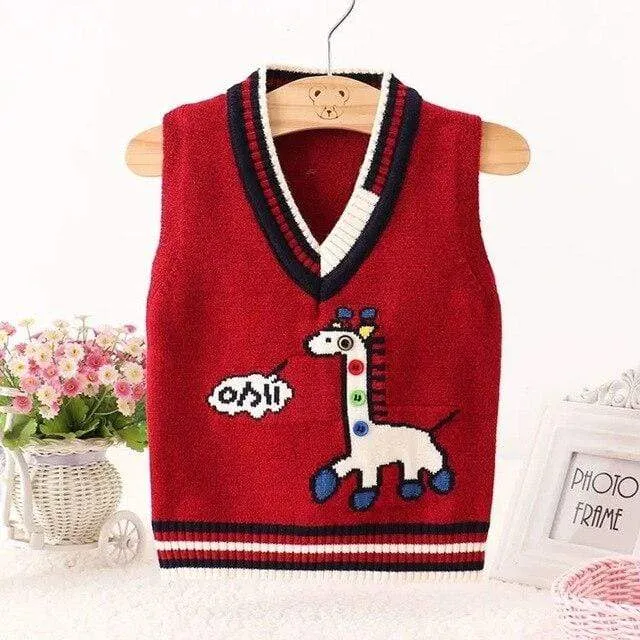 Kids Giraffe Print Sweater Vest