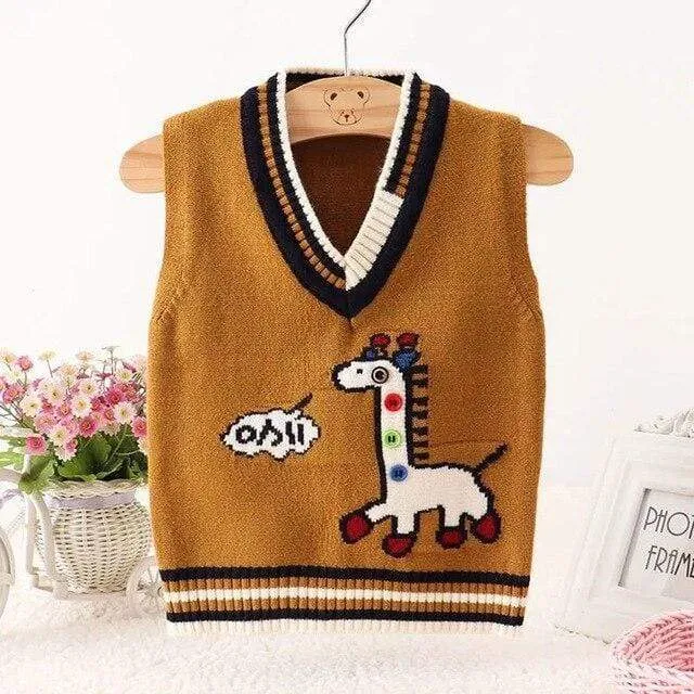 Kids Giraffe Print Sweater Vest