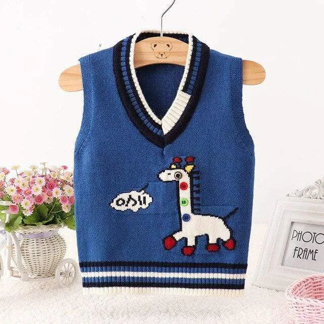 Kids Giraffe Print Sweater Vest