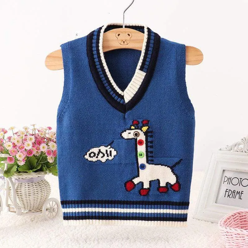 Kids Giraffe Print Sweater Vest