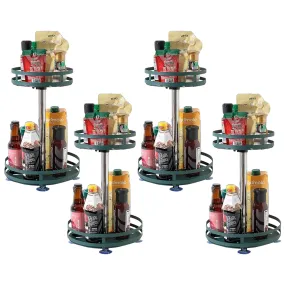 Kuber Industries 2-Layer Rotating Spice Rack|Circular Shelf For Cabinet Countertop|360-Degree Rotable Kitchen Trolley|Fruit Basket Pack of 4 (Dark Green)
