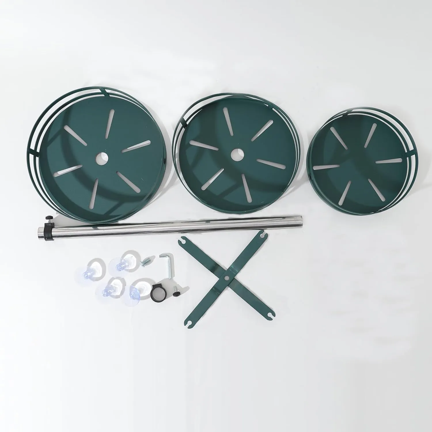 Kuber Industries 3-Layer Rotating Spice Rack|Circular Shelf For Cabinet Countertop|360-Degree Rotable Kitchen Trolley|Fruit Basket Pack of 2 (Dark Green)