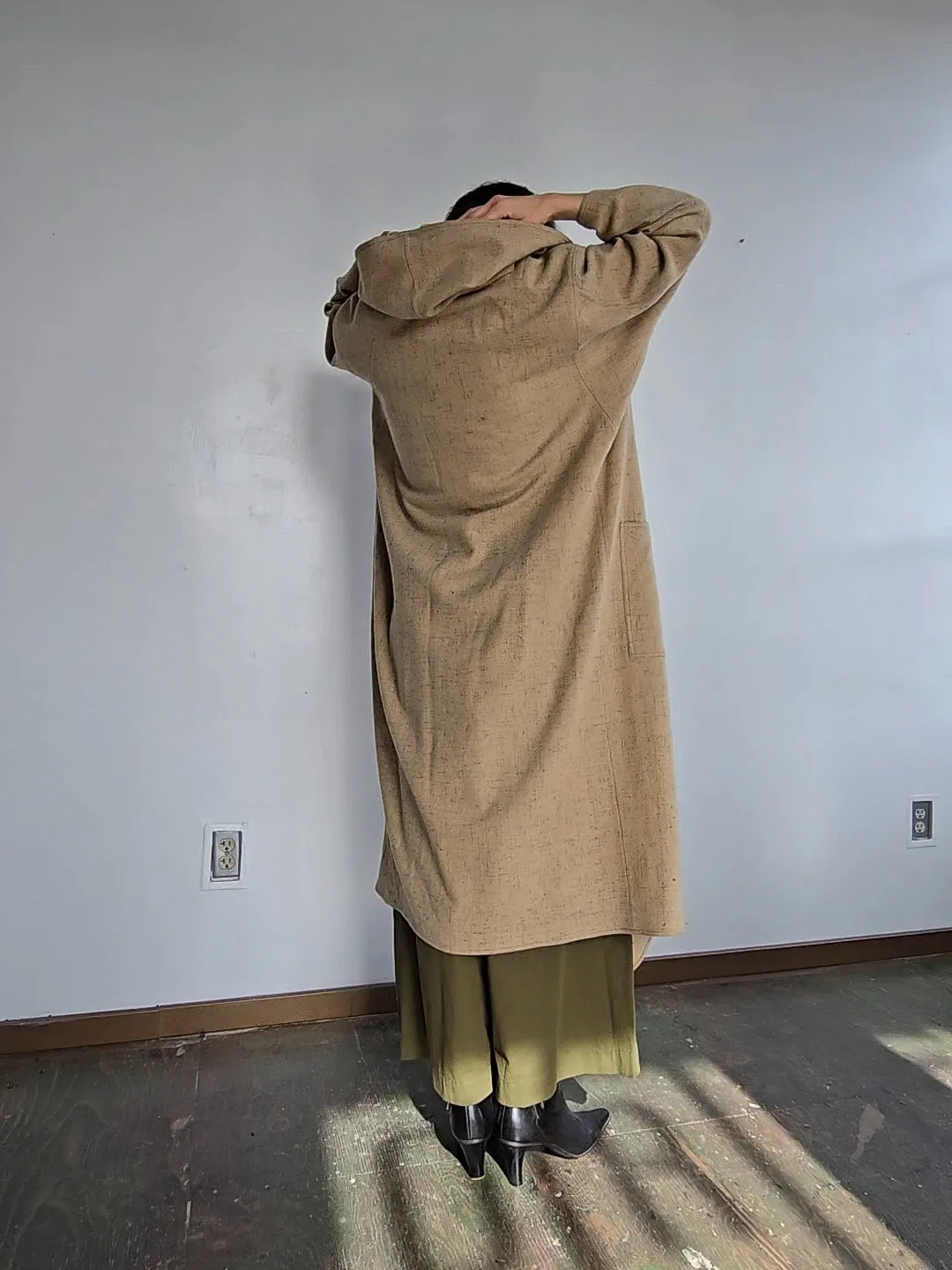 Oat Cream Flowy Wool Coat (L)