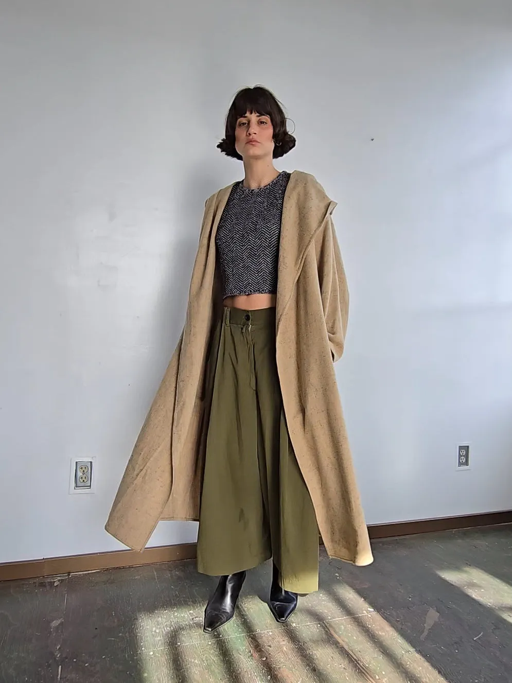 Oat Cream Flowy Wool Coat (L)