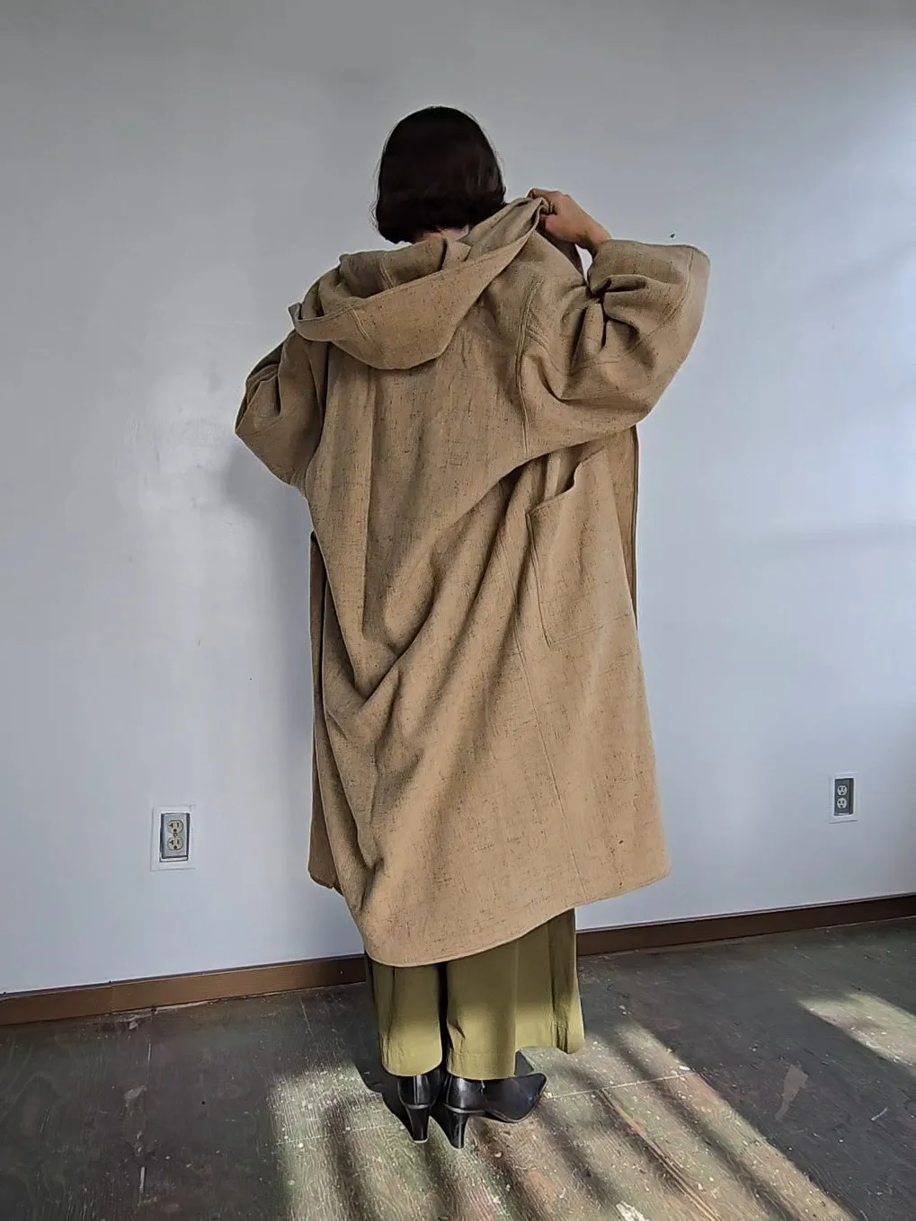 Oat Cream Flowy Wool Coat (L)