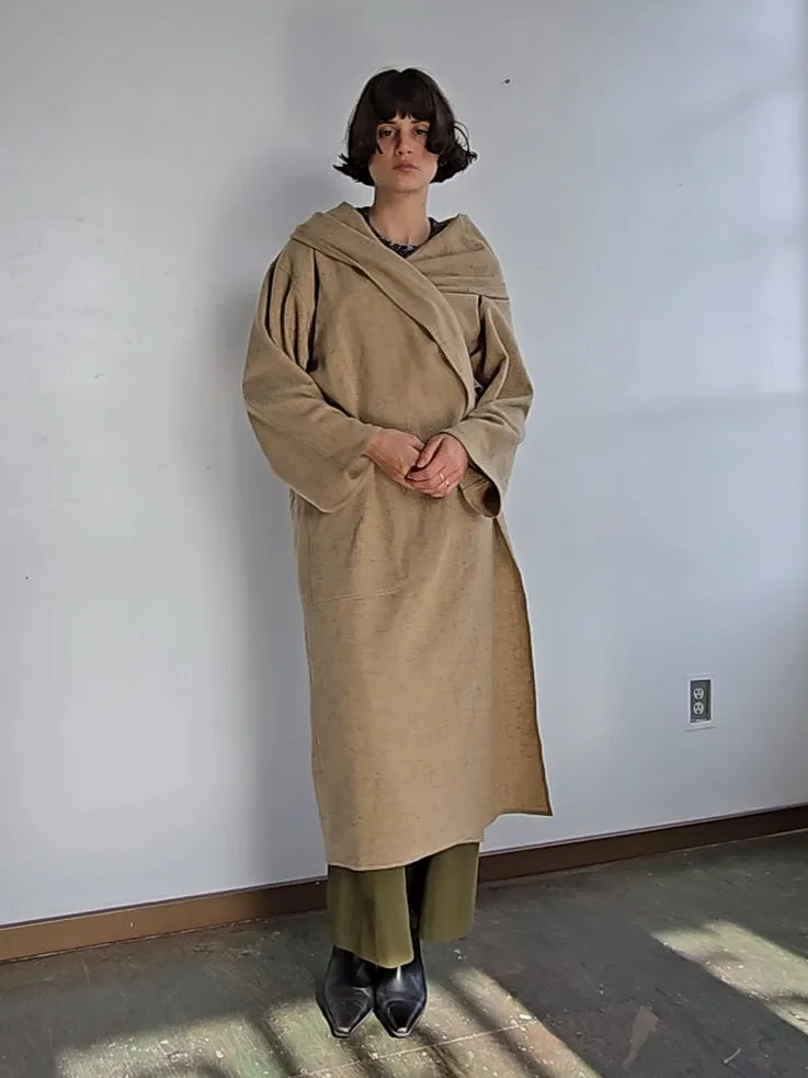 Oat Cream Flowy Wool Coat (L)