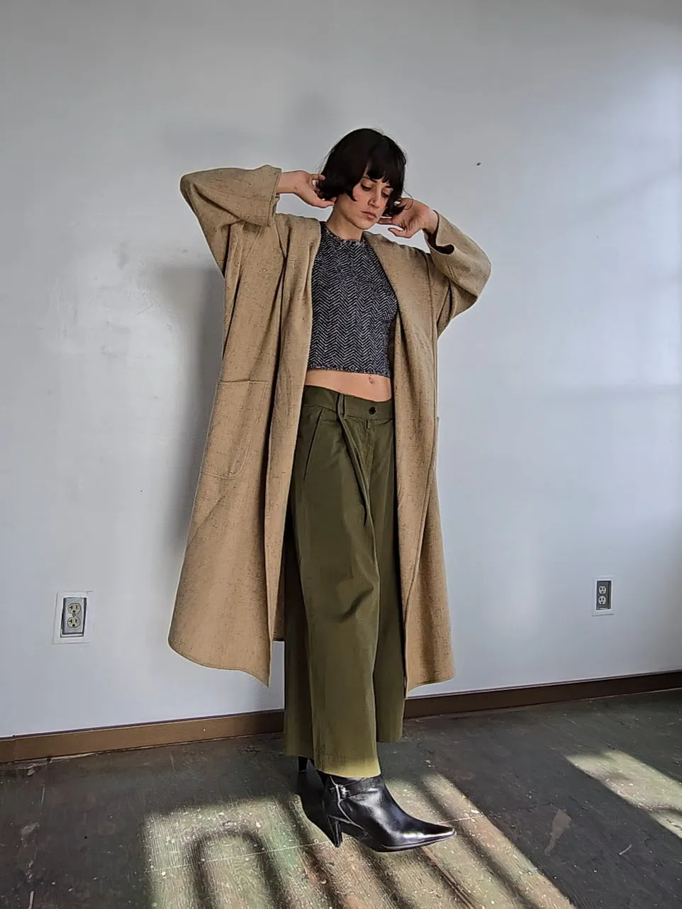 Oat Cream Flowy Wool Coat (L)