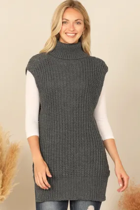TURTLE NECK SLEEVELESS KNITTED VEST
